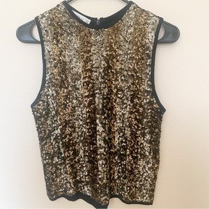 Zara Gold & Bronze Sequin Sleeveless Crop Top